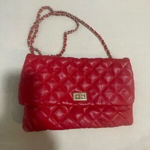 Red quilted purse